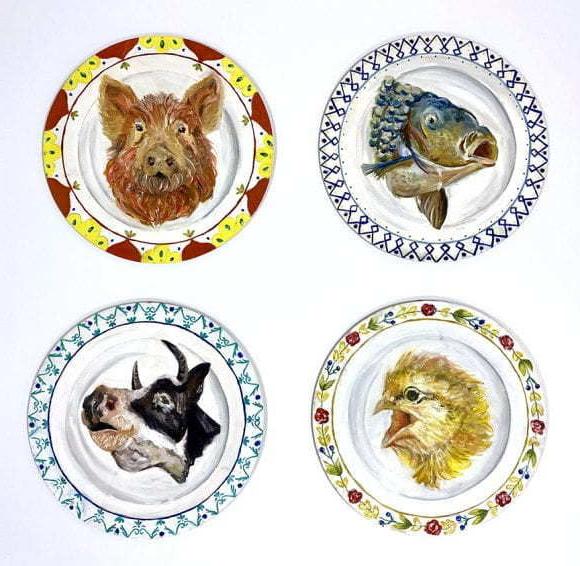 Painting of four animal heads